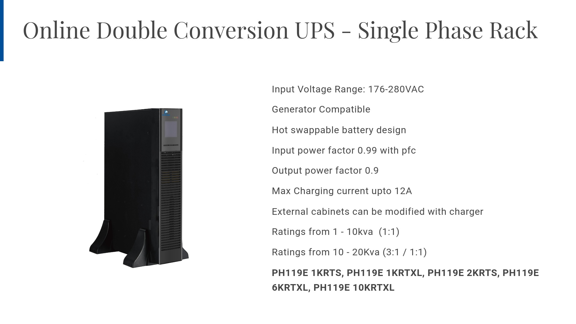 Online Double Conversion UPS - Single Phase Rack